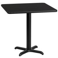 Flash Furniture XU-BLKTB-3030-T2222-GG 30" Square Black Laminate Table Top with 22" Table Height Base